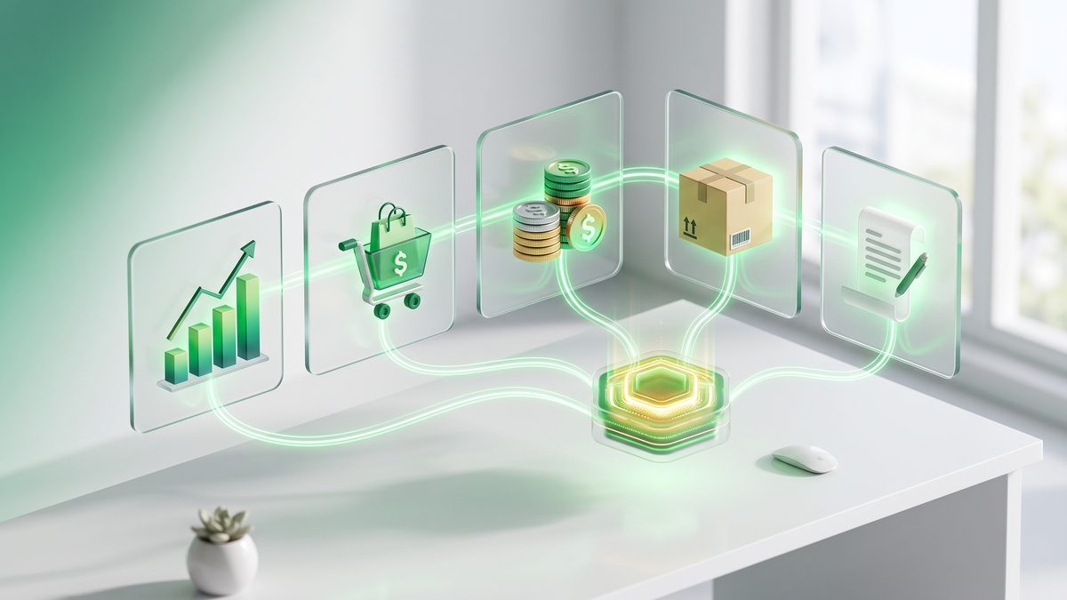 Business Central ERP moduliai — finansai, pardavimai ir atsargos viename sprendime